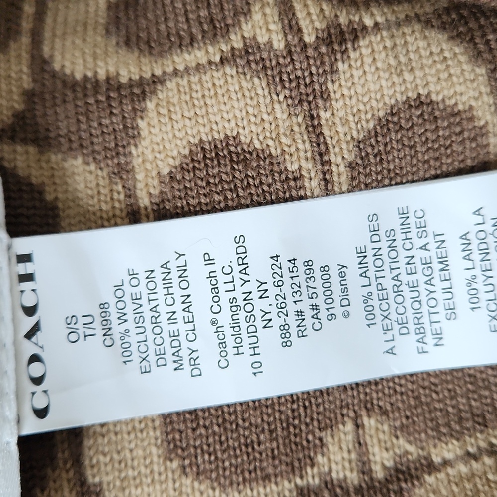 Adorable NWOT Coach X Disney Mickey Mouse Signature Wool Beanie 🤎🐭♥️🎁 - Picture 8 of 14